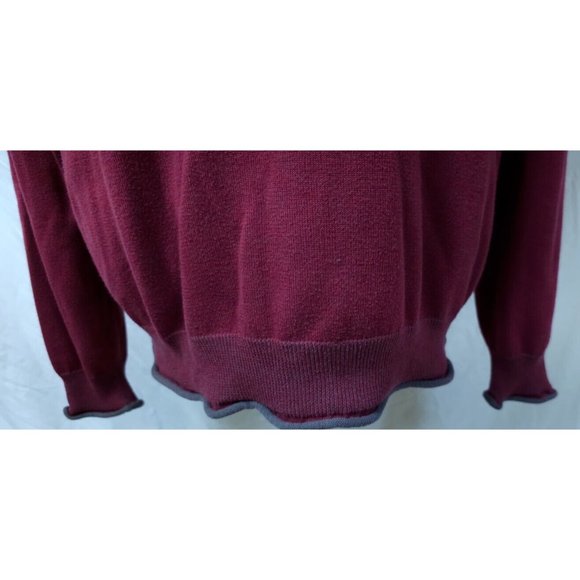 Chaps Denim Mens Large Red Grey Pullover Long Sleeve Logo Stretch Sweater - Picture 5 of 12